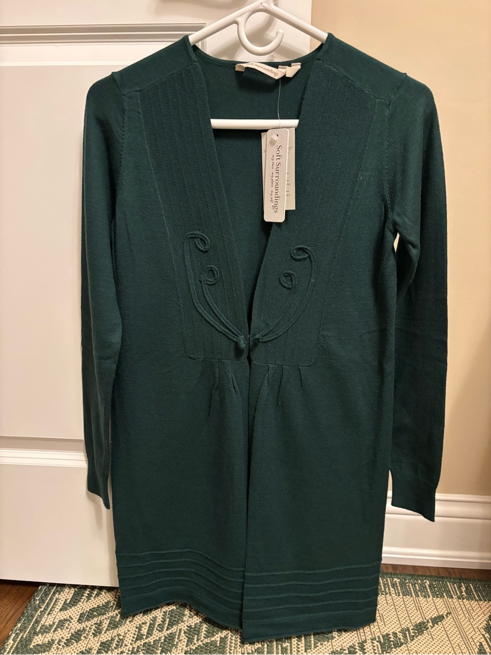 Soft Surroundings Hunter Green Long-Sleeve Knit Cardigan